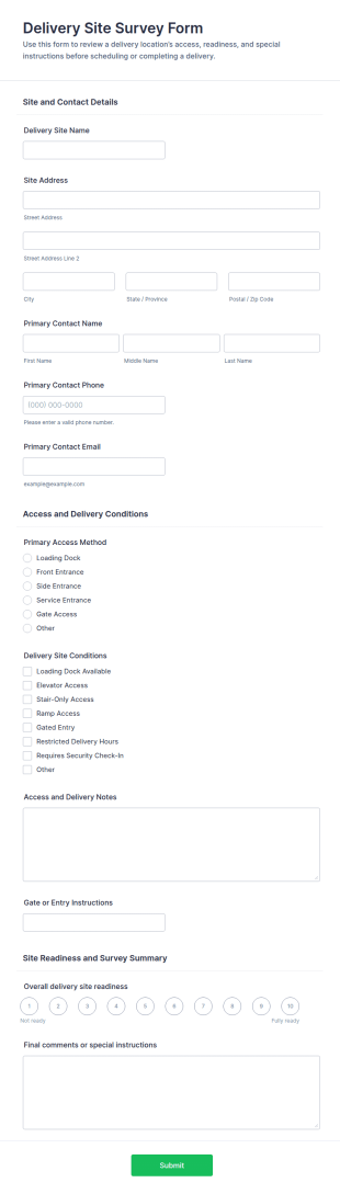 Delivery Site Survey Form Template