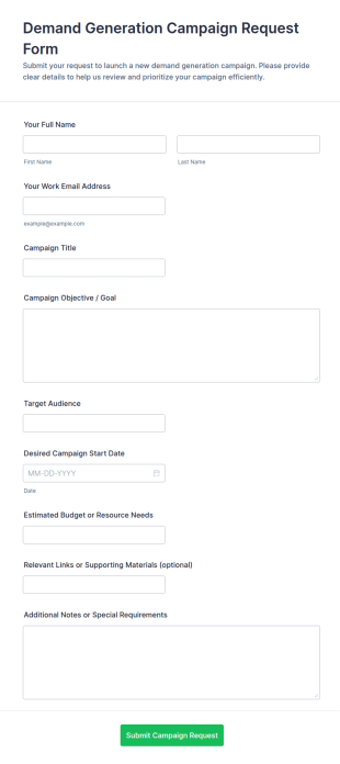 Demand Generation Campaign Request Form Template