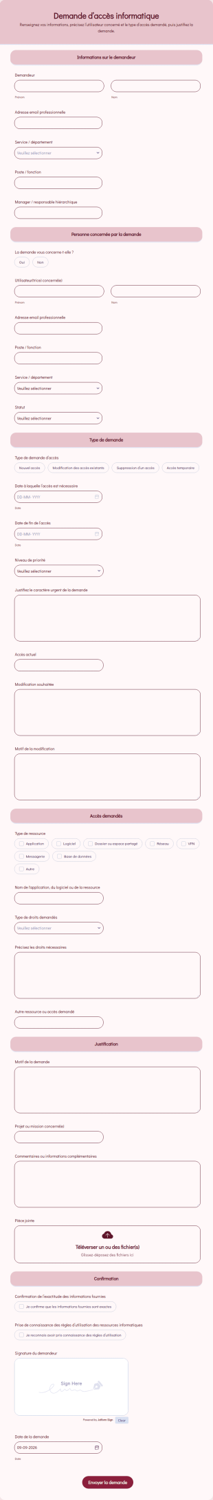 Modèle De Demande D’accès Informatique
