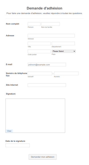 Demande D'adhésion Form Template