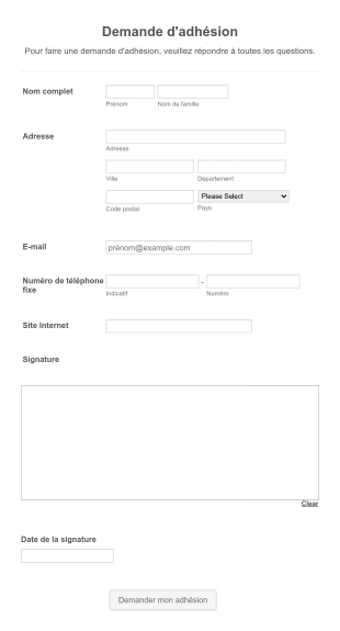 Demande D'adhésion Form Template