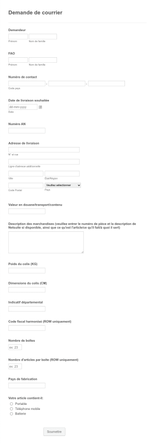 Demande De Courrier Form Template