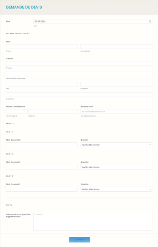 Demande De Devis Form Template