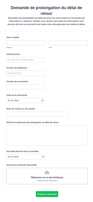 Demande De Prolongation Du Délai De Retour