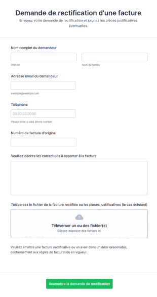 Demande De Rectification D'une Facture
