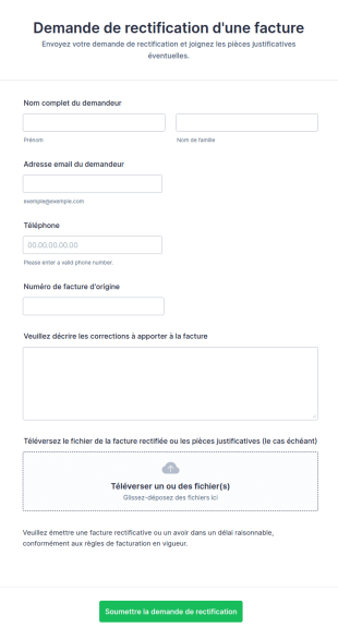 Demande De Rectification D'une Facture