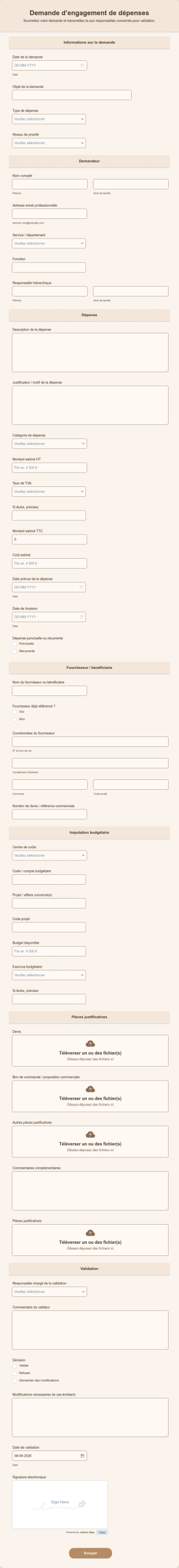 Demande D’engagement De Dépenses