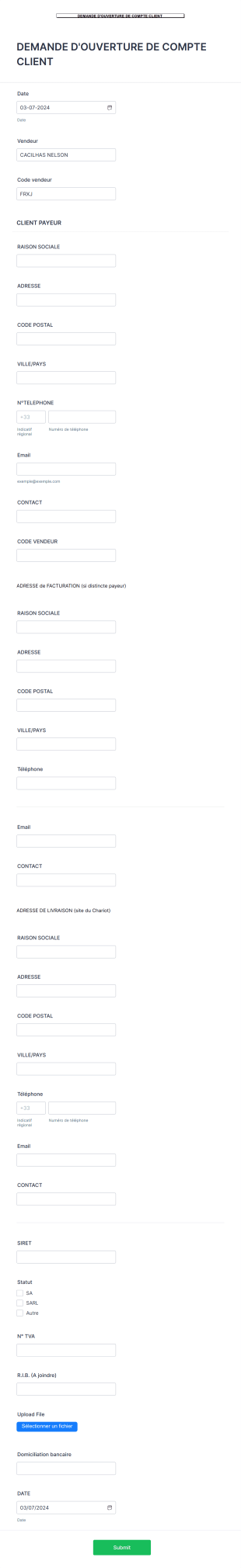 Demande D'ouverture De Compte Client