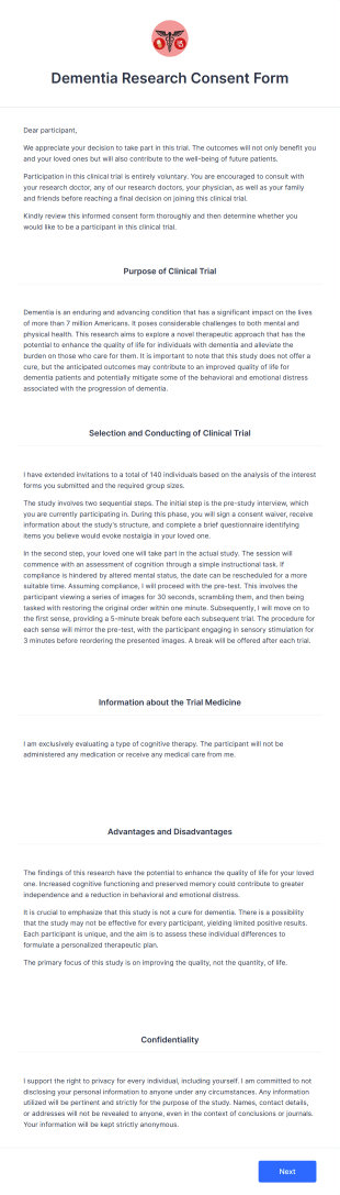 Dementia Research Consent Form Template