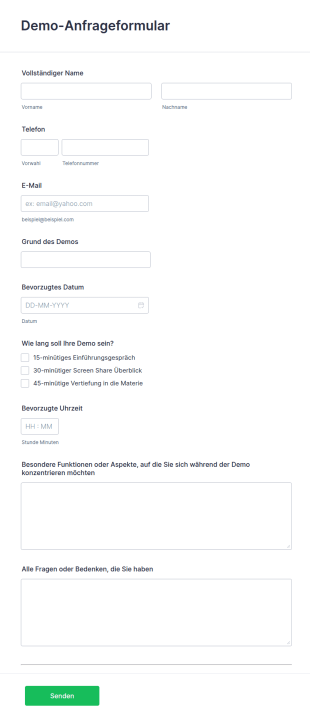 Demo Anfrageformular