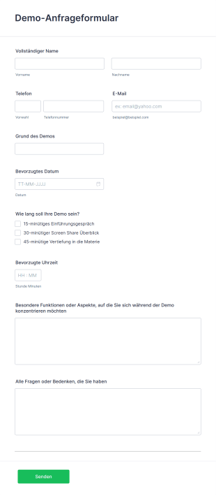 Demo Anfrageformular