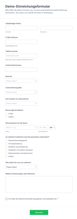 Demo Einreichungsformular