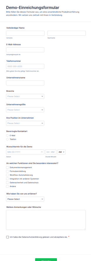 Demo Einreichungsformular