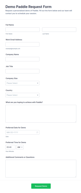 Demo Paddle Request Form Template