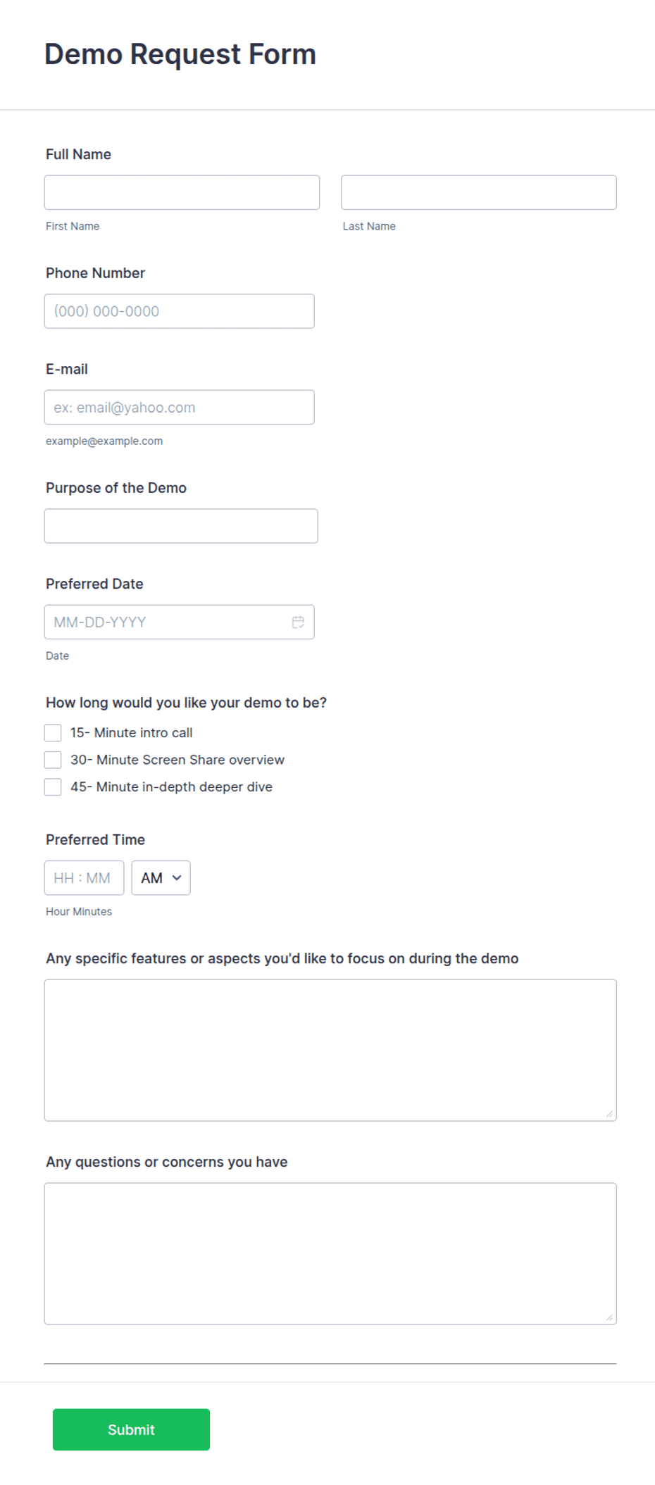 Demo Request Page Design Demo Request Form Template | Jotform