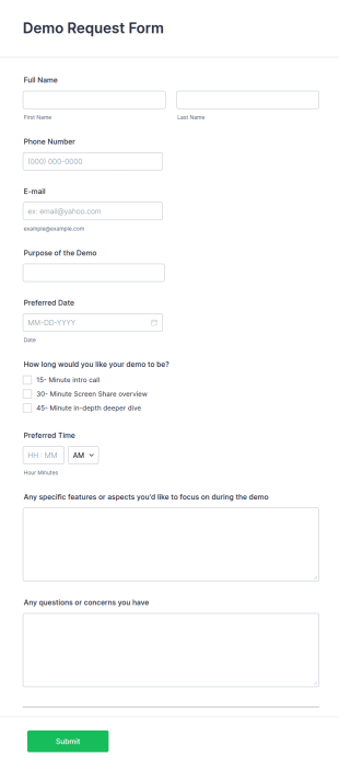 Demo Request Form Template