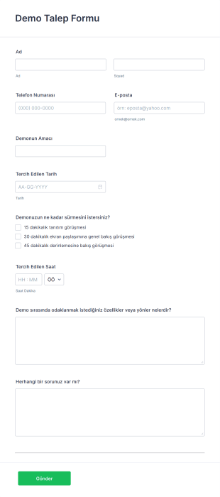 Demo Talep Form Şablonu