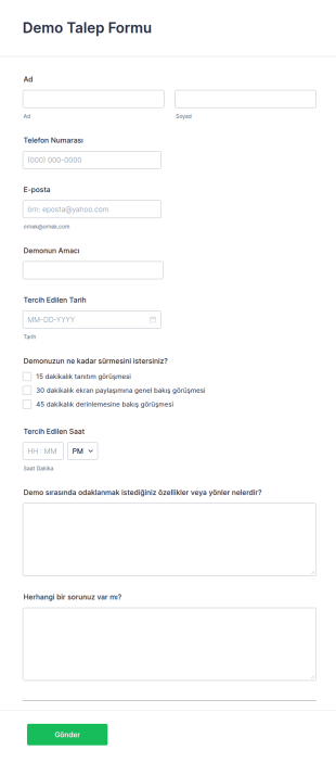 Demo Talep Form Şablonu