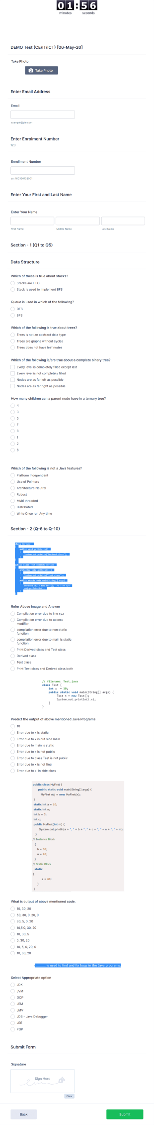 DEMO Test Sample Form Template