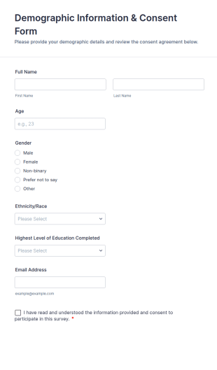 Demographic Information & Consent Form Template
