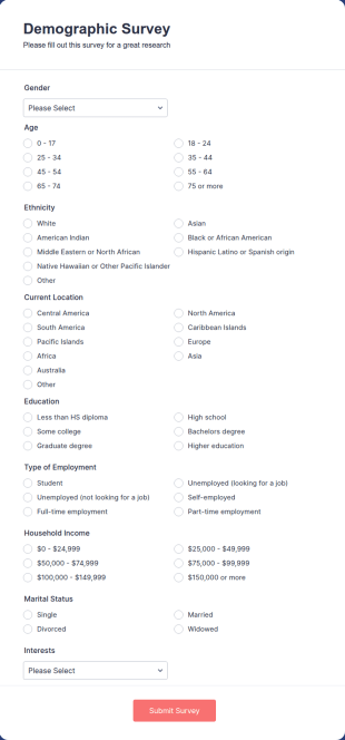 Demographic Survey Template