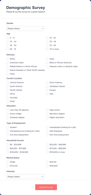 Demographic Survey Form Template | Jotform