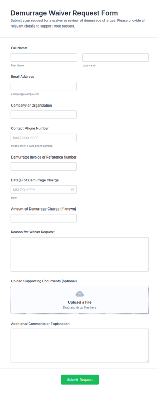 Demurrage Waiver Request Form Template