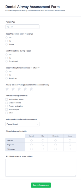 Dental Airway Assessment Form Template