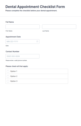Dental Appointment Checklist Form Template