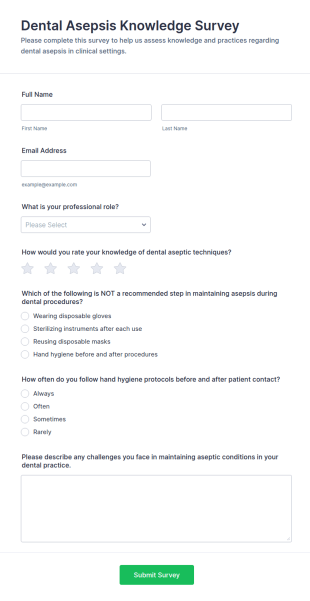 Dental Asepsis Knowledge Survey Form Template