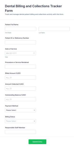 Dental Billing And Collections Tracker Form Template