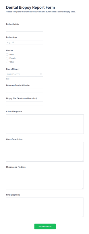 Dental Biopsy Report Form Template
