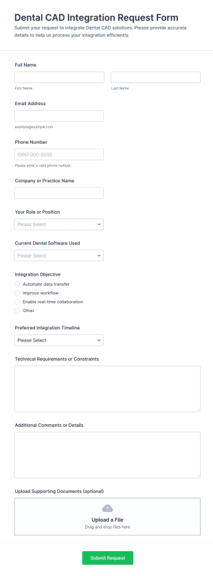Dental CAD Integration Request Form Template