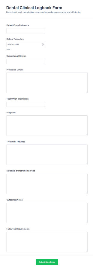 Dental Clinical Logbook Form Template