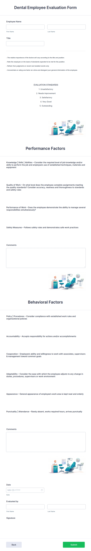 Dental Employee Evaluation Form Template