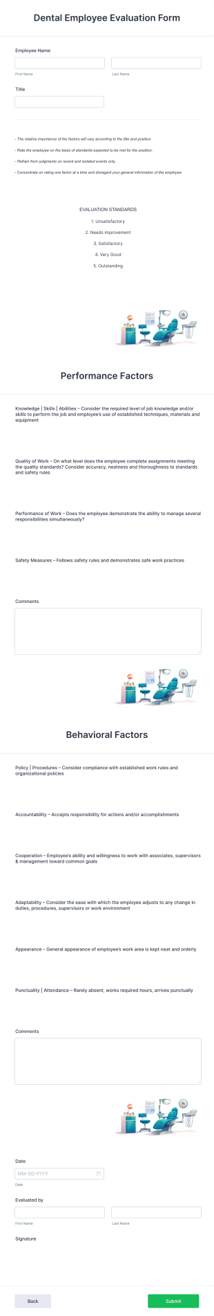 Dental Employee Evaluation Form Template