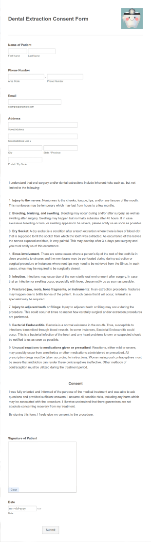 Dental Extraction Consent Form Template