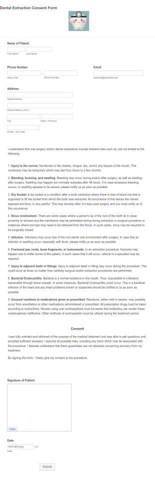 Dental Extraction Consent Form Template