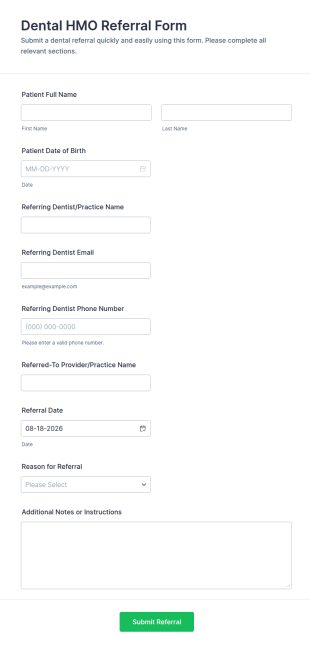 Dental HMO Referral Form Template