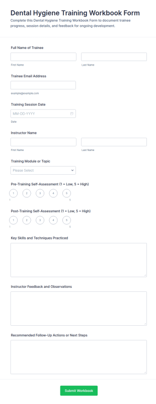 Dental Hygiene Training Workbook Form Template