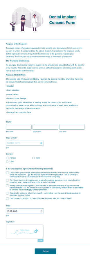 Dental Implant Consent Form Template
