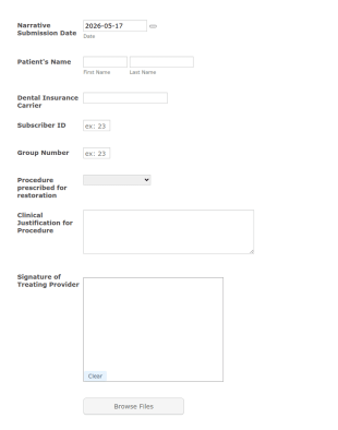 Dental Narrative Submission Form Template