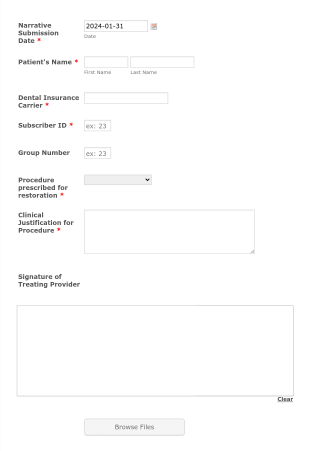 Dental Narrative Submission Form Template