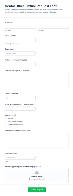 Dental Office Fixture Request Form Template