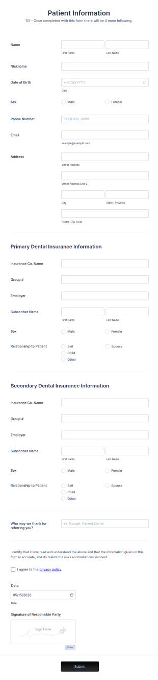Dental Patient Information Form Template