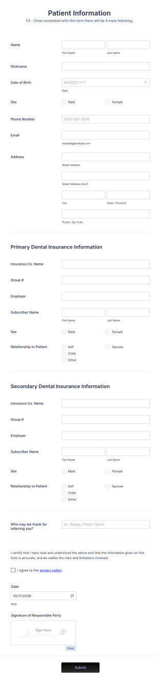 Dental Patient Information Form Template