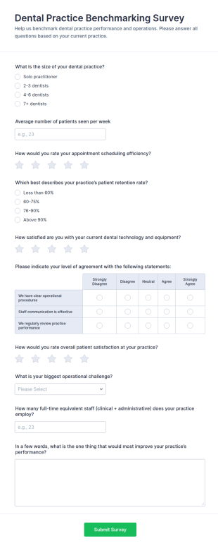 Dental Practice Benchmarking Survey Form Template