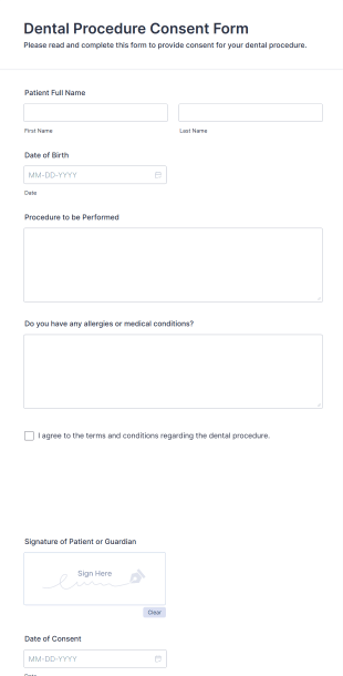 Dental Procedure Consent Form Template