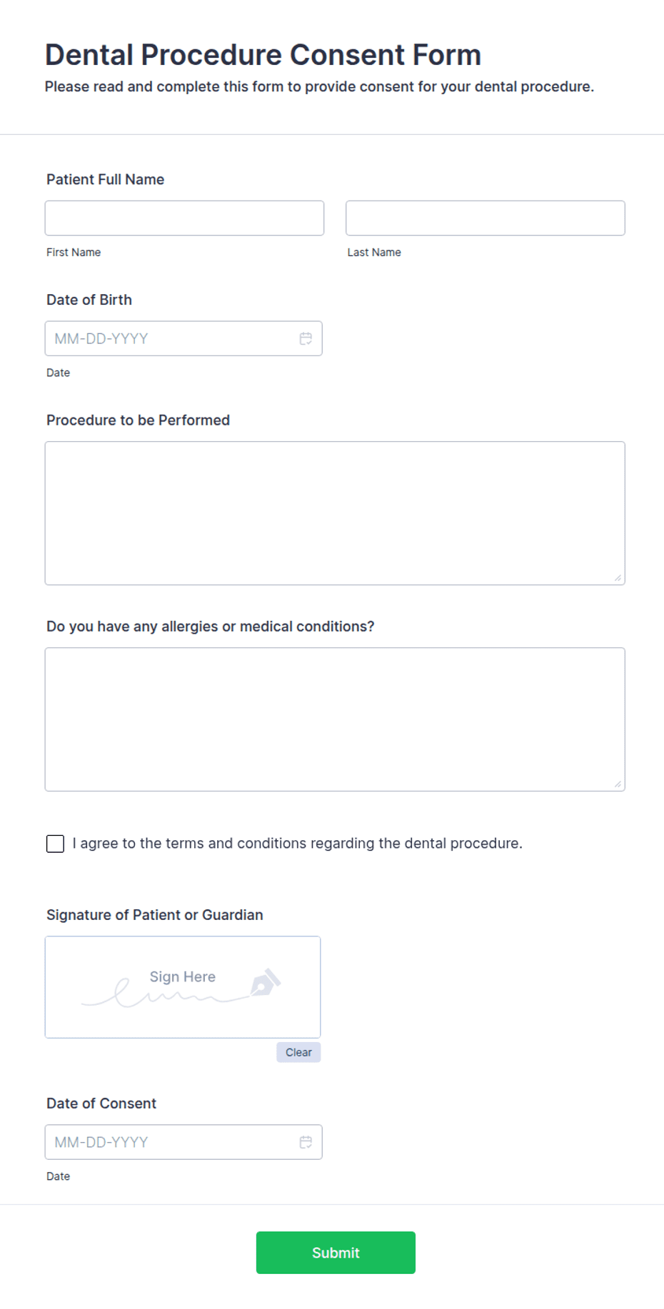Dental Procedure Consent Form Template | Jotform