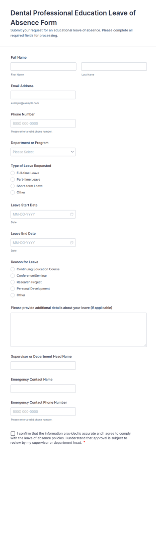 Dental Professional Education Leave Of Absence Form Template